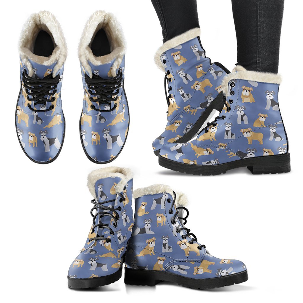 Schnauzer Dog Print Pattern Comfy Winter Boots-grizzshop