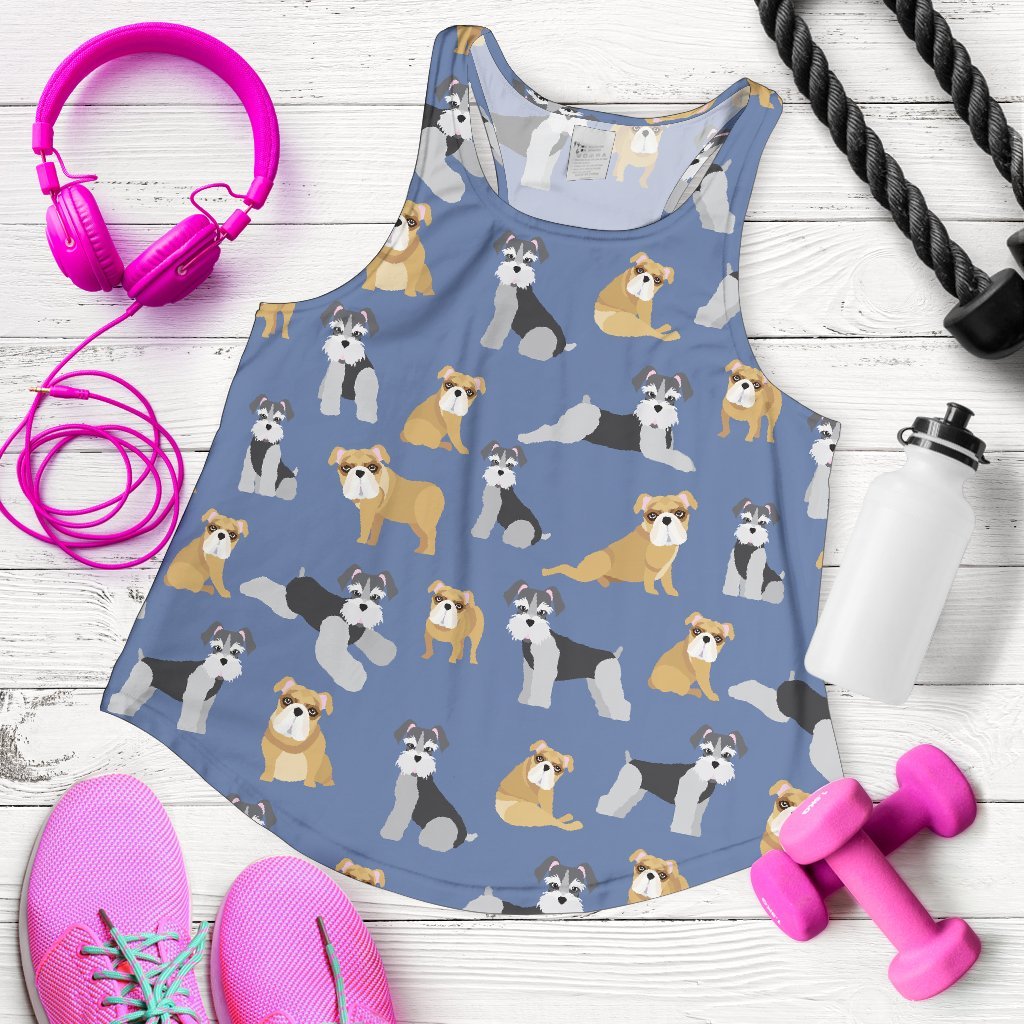 Schnauzer Dog Print Pattern Women's Racerback Tank Tops-grizzshop