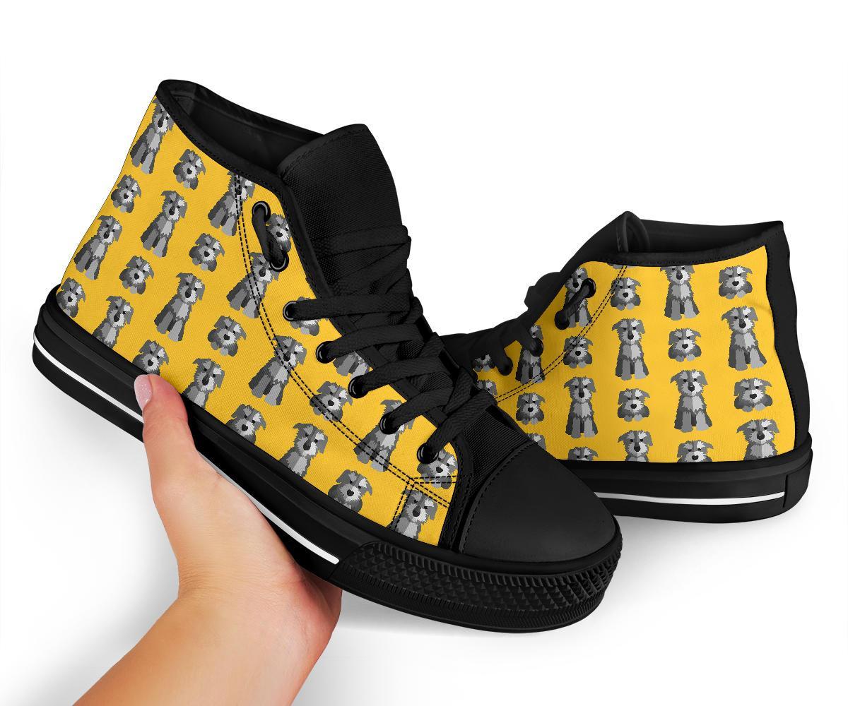 Schnauzer Dog Puppy Pattern Print Men Women's High Top Shoes-grizzshop