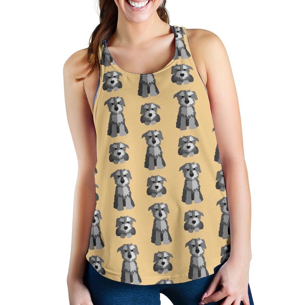 Schnauzer Dog Puppy Pattern Print Women's Racerback Tank Tops-grizzshop