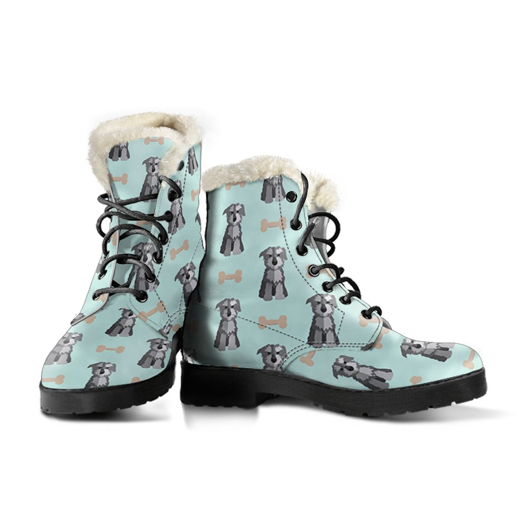Schnauzer Dog Puppy Print Pattern Comfy Winter Boots-grizzshop
