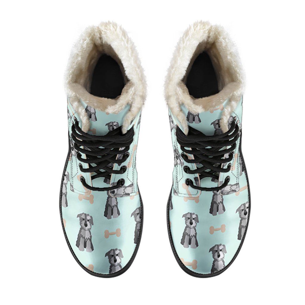 Schnauzer Dog Puppy Print Pattern Comfy Winter Boots-grizzshop