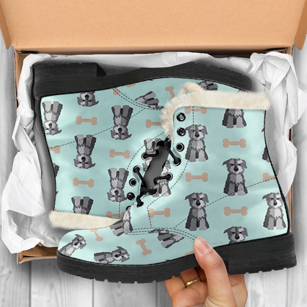 Schnauzer Dog Puppy Print Pattern Comfy Winter Boots-grizzshop