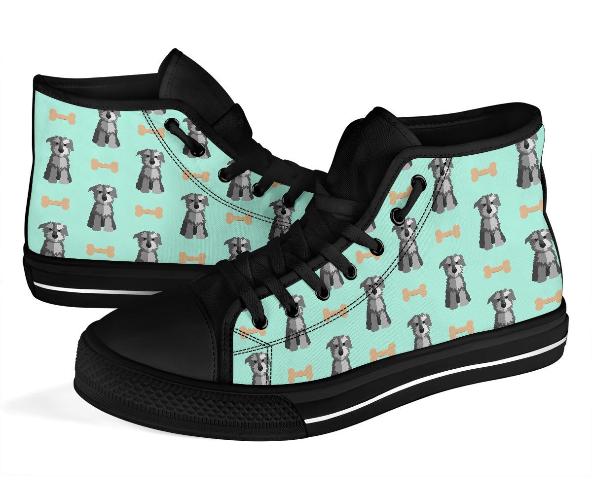 Schnauzer Dog Puppy Print Pattern Men Women's High Top Shoes-grizzshop