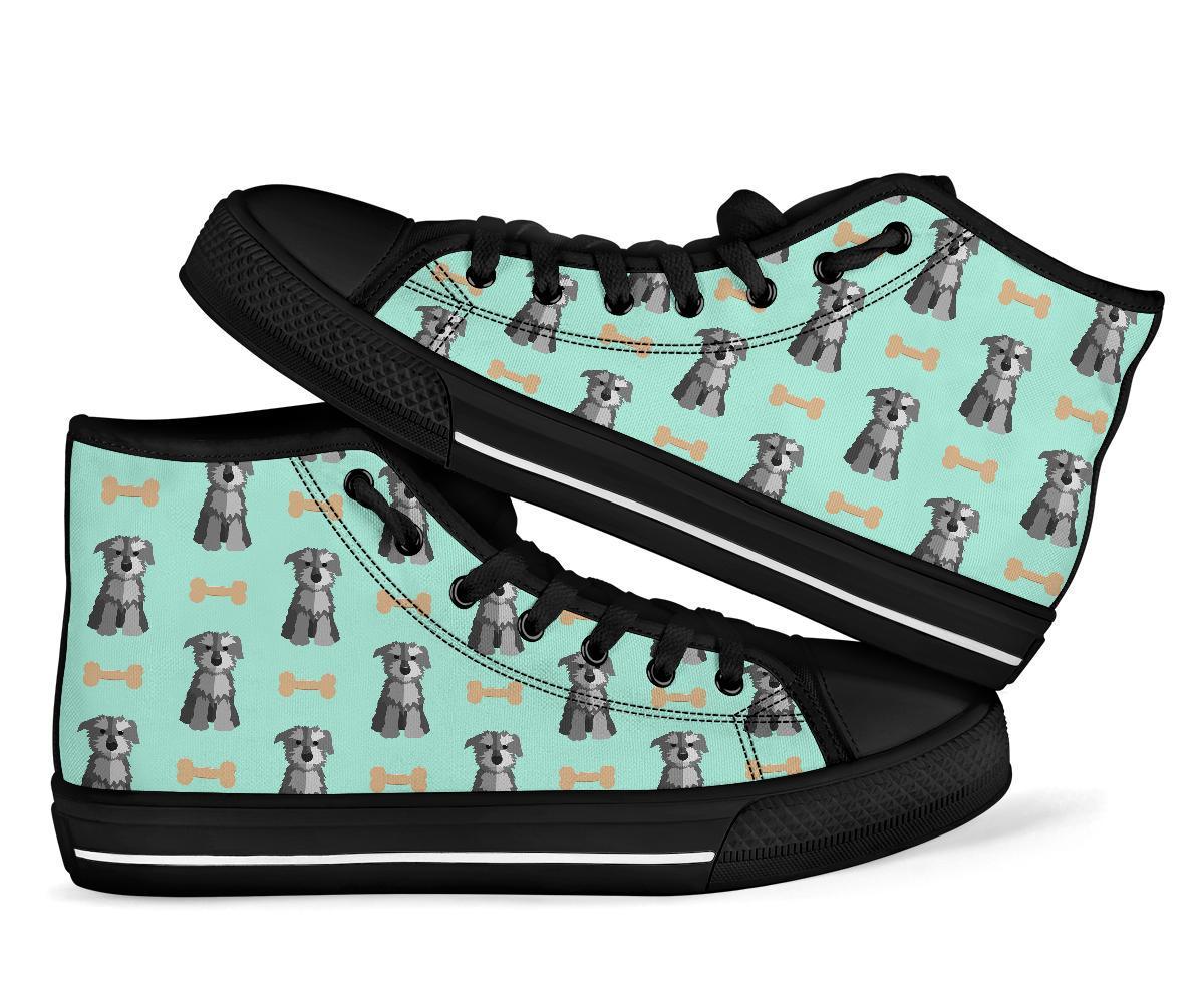 Schnauzer Dog Puppy Print Pattern Men Women's High Top Shoes-grizzshop