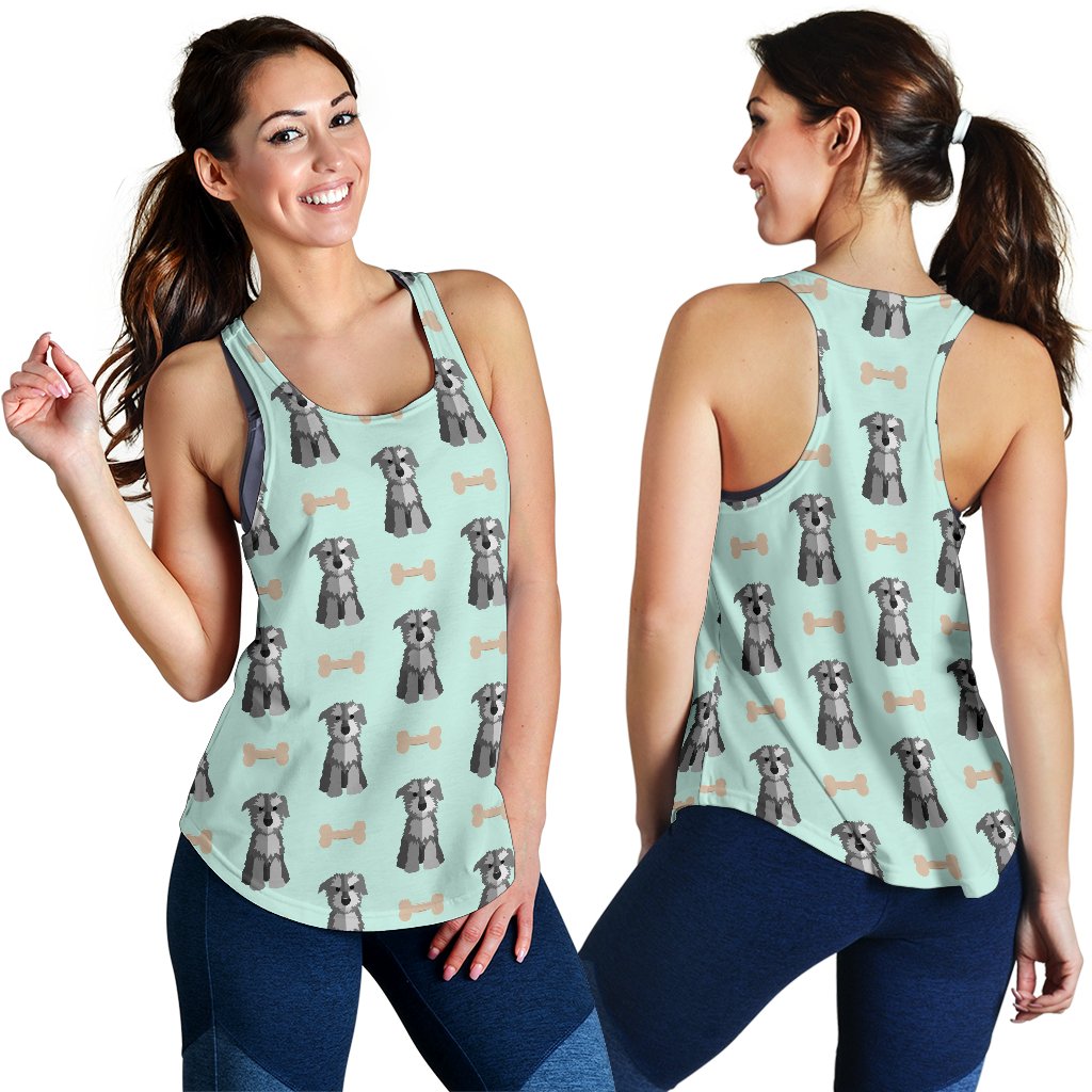 Schnauzer Dog Puppy Print Pattern Women's Racerback Tank Tops-grizzshop