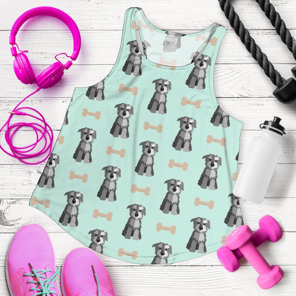 Schnauzer Dog Puppy Print Pattern Women's Racerback Tank Tops-grizzshop