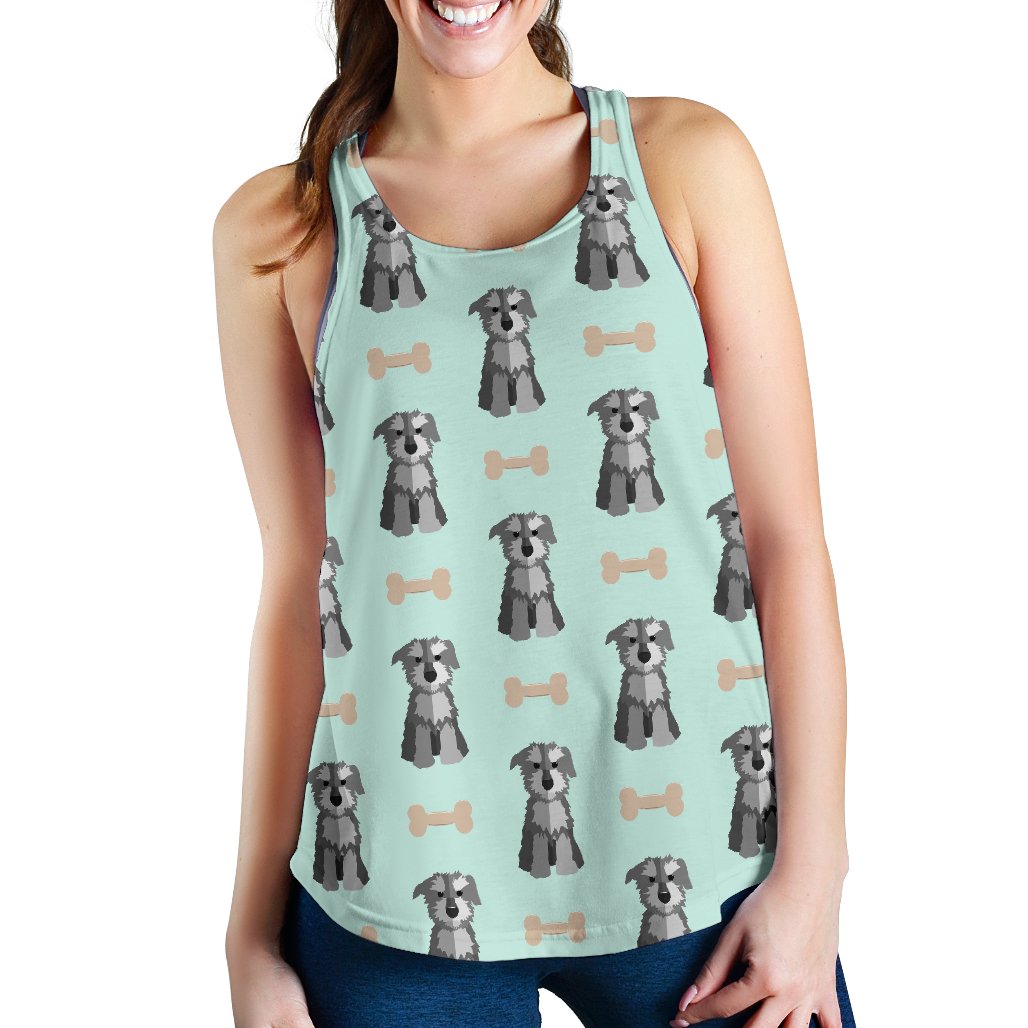 Schnauzer Dog Puppy Print Pattern Women's Racerback Tank Tops-grizzshop