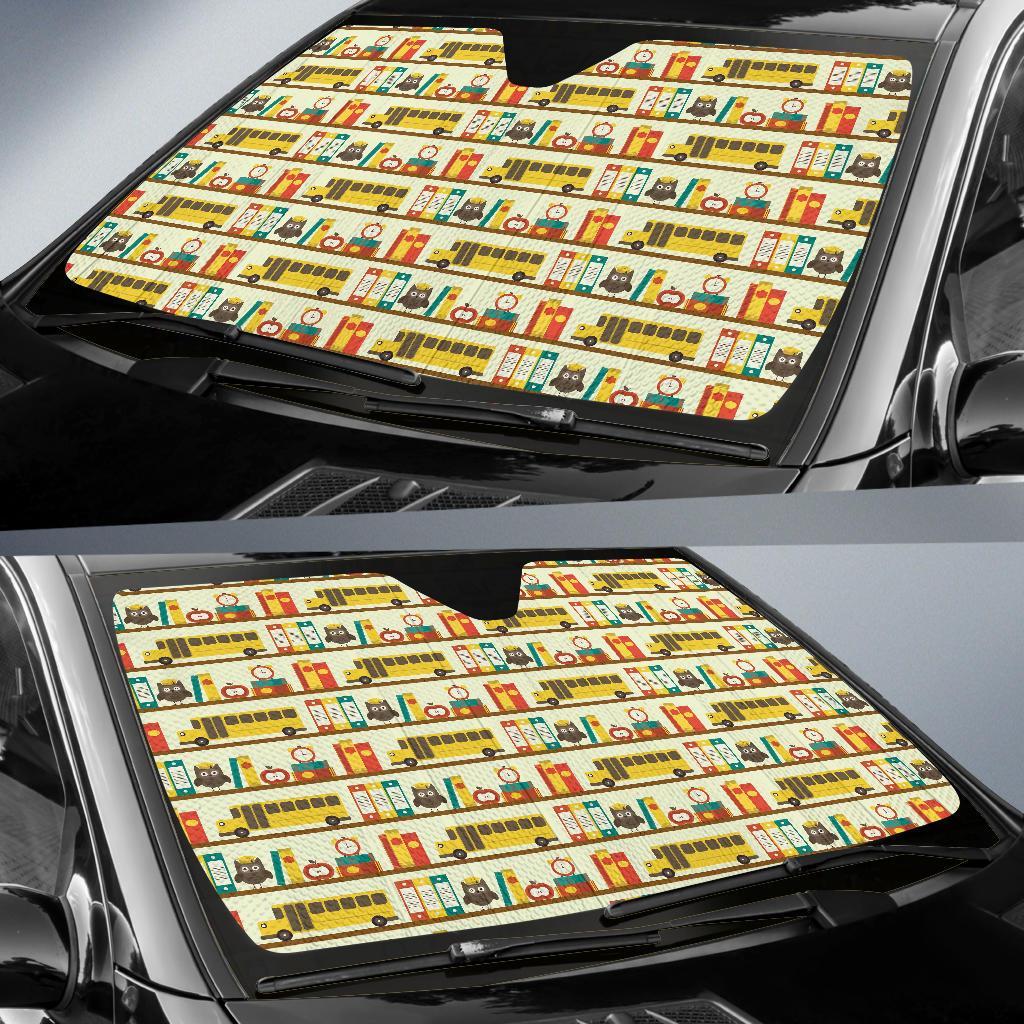 School Bus Print Pattern Car Sun Shade-grizzshop