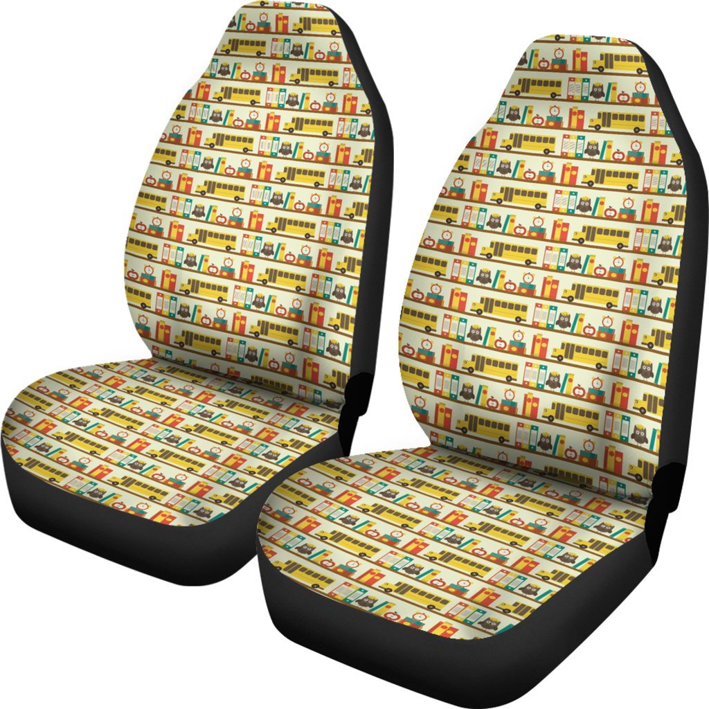 School Bus Print Pattern Universal Fit Car Seat Cover-grizzshop