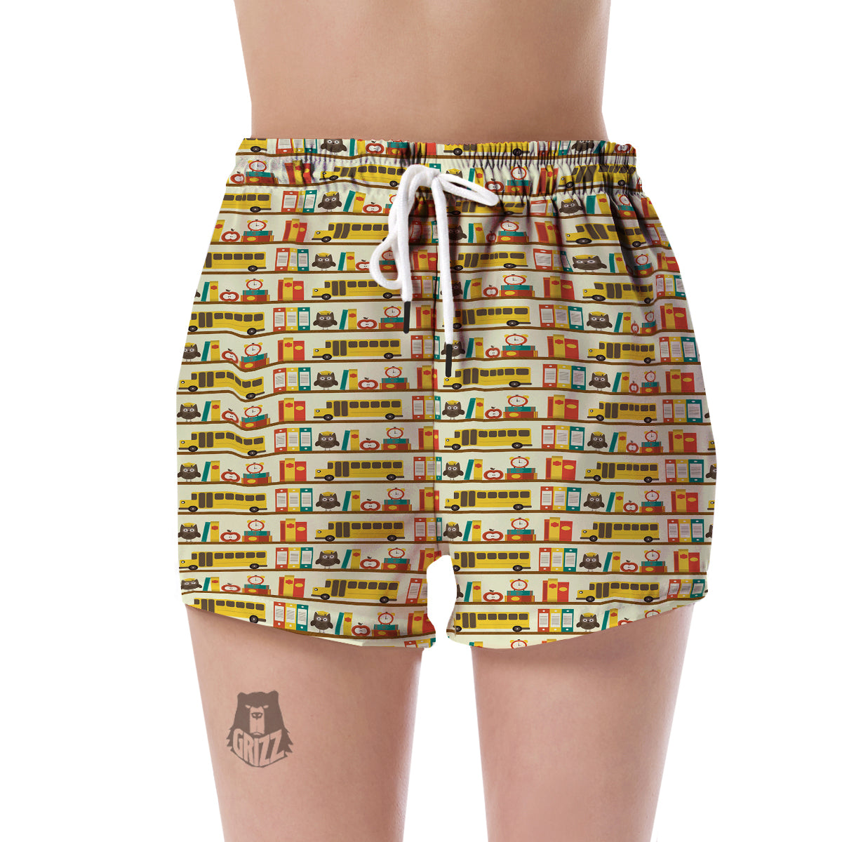 School Bus Print Pattern Women's Shorts-grizzshop