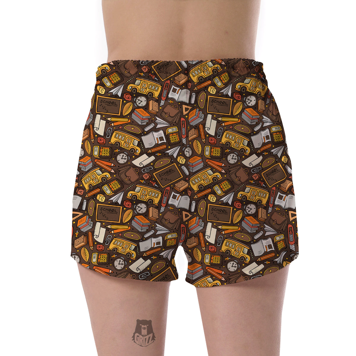 School Bus Teacher Pattern Print Women's Shorts-grizzshop