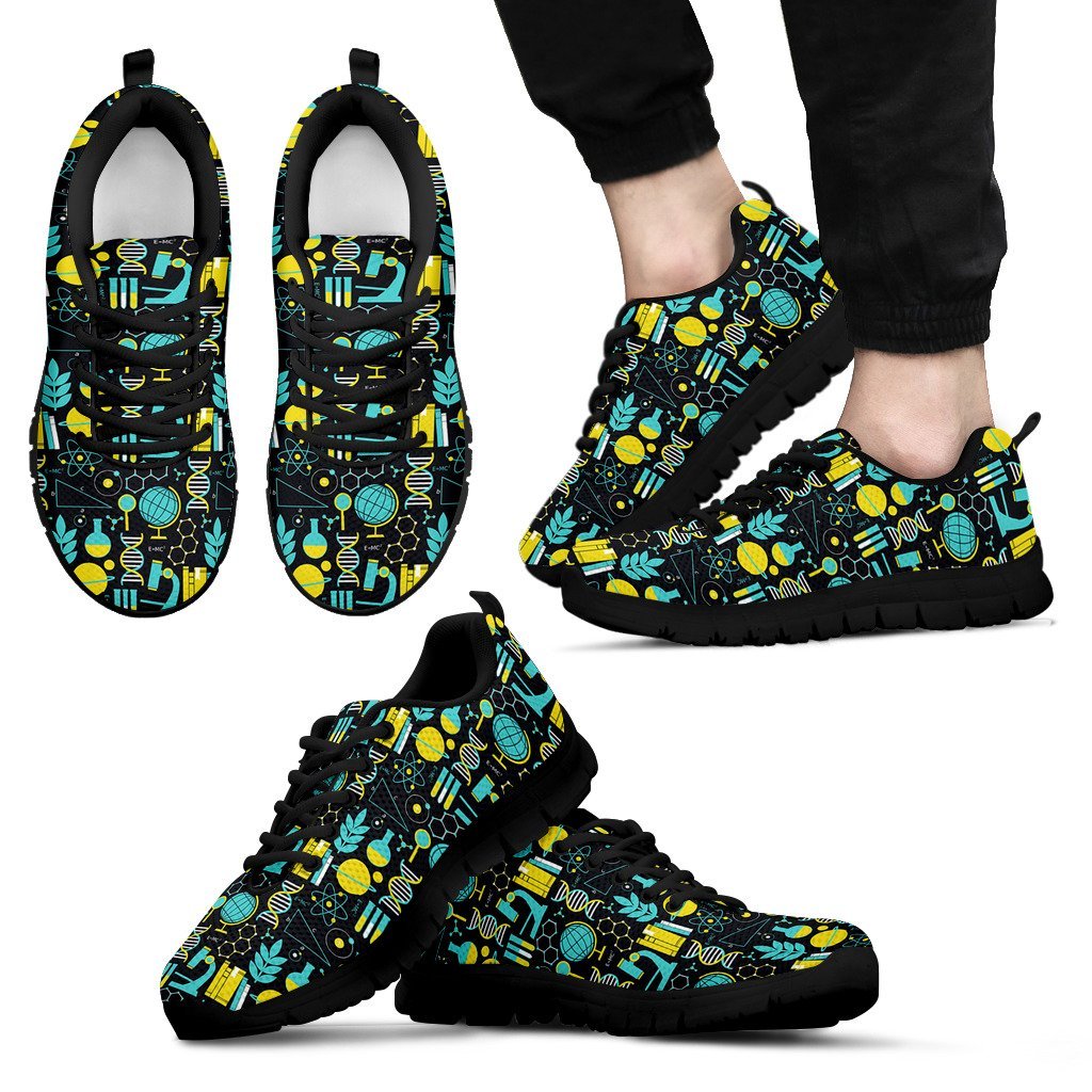 Science Chemistry Pattern Print Black Sneaker Shoes For Men Women-grizzshop