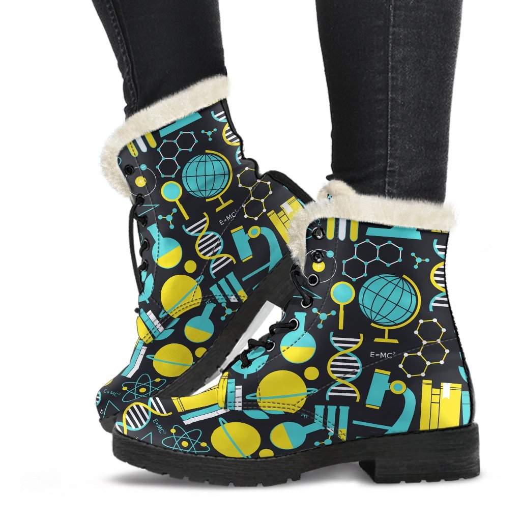 Science Chemistry Pattern Print Comfy Winter Boots-grizzshop