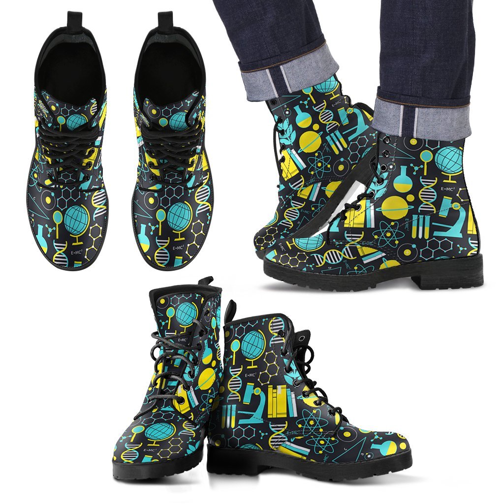 Science Chemistry Pattern Print Men Women Leather Boots-grizzshop