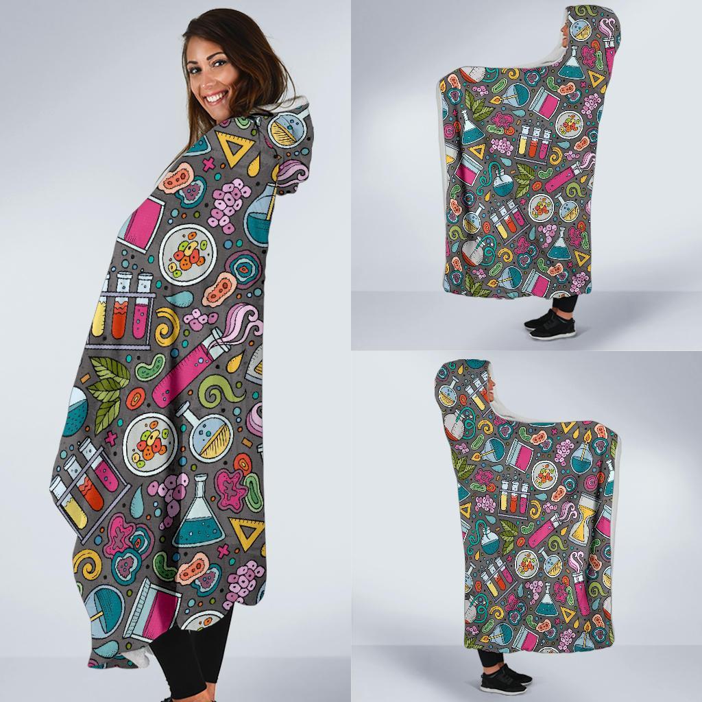 Science Chemistry Print Pattern Hooded Blanket-grizzshop