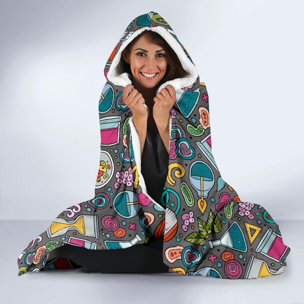 Science Chemistry Print Pattern Hooded Blanket-grizzshop