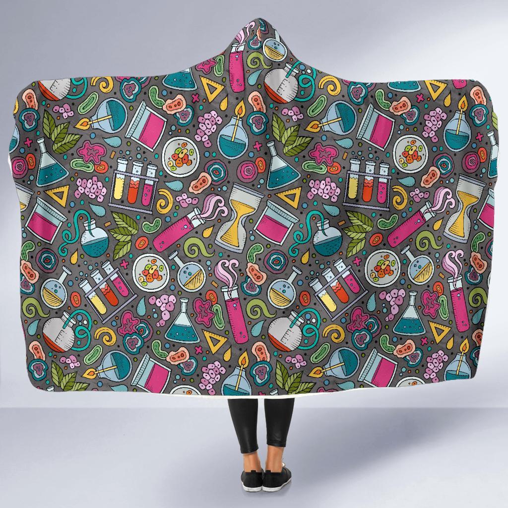 Science Chemistry Print Pattern Hooded Blanket-grizzshop