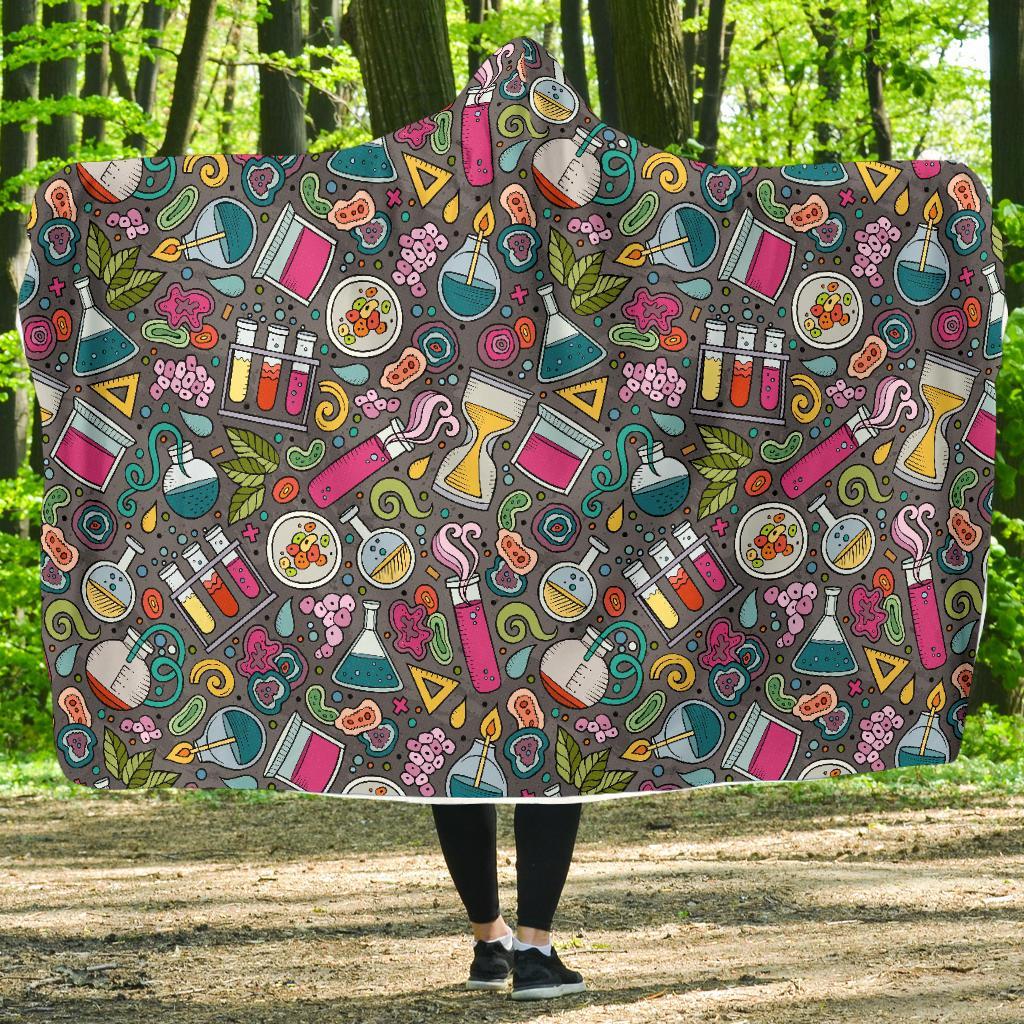 Science Chemistry Print Pattern Hooded Blanket-grizzshop