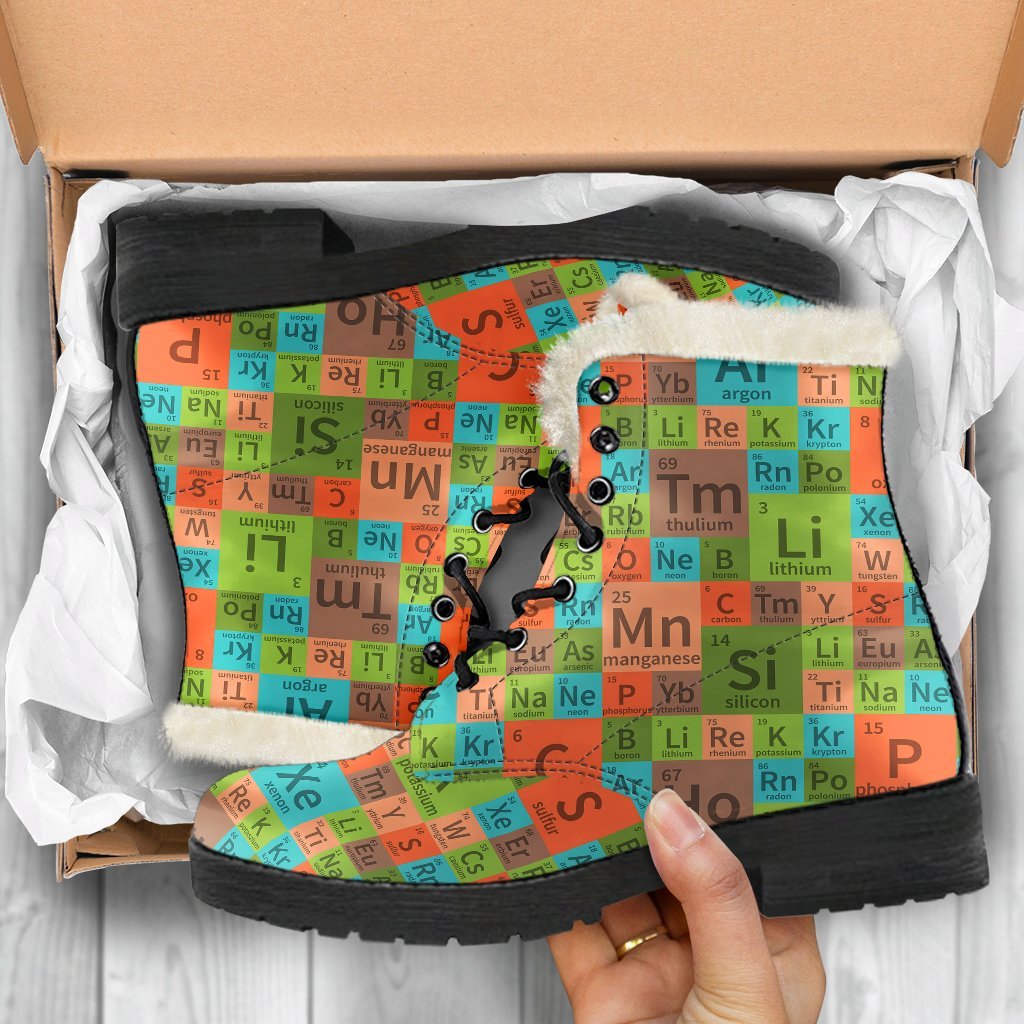 Science Periodic Table Pattern Print Comfy Winter Boots-grizzshop