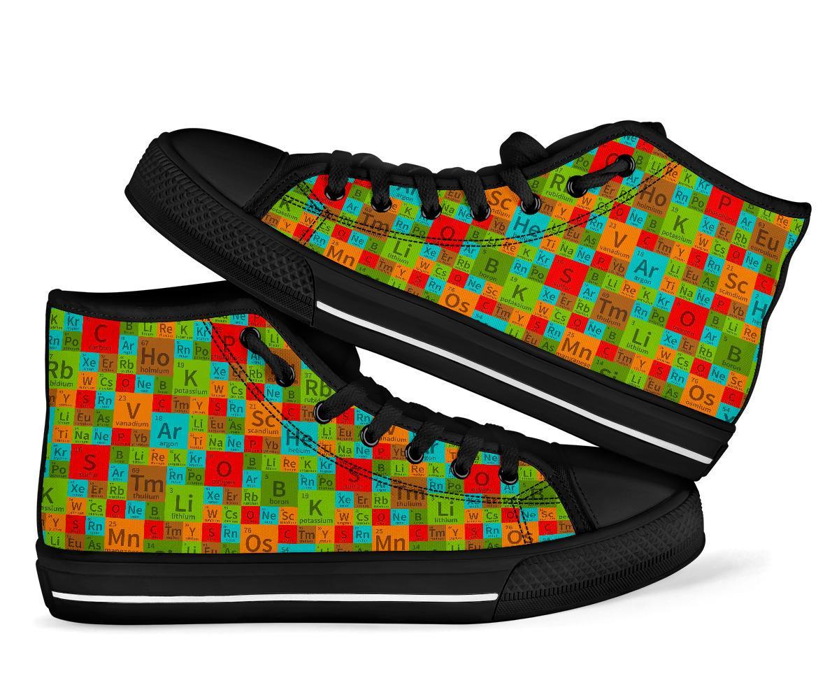 Science Periodic Table Pattern Print Men Women's High Top Shoes-grizzshop