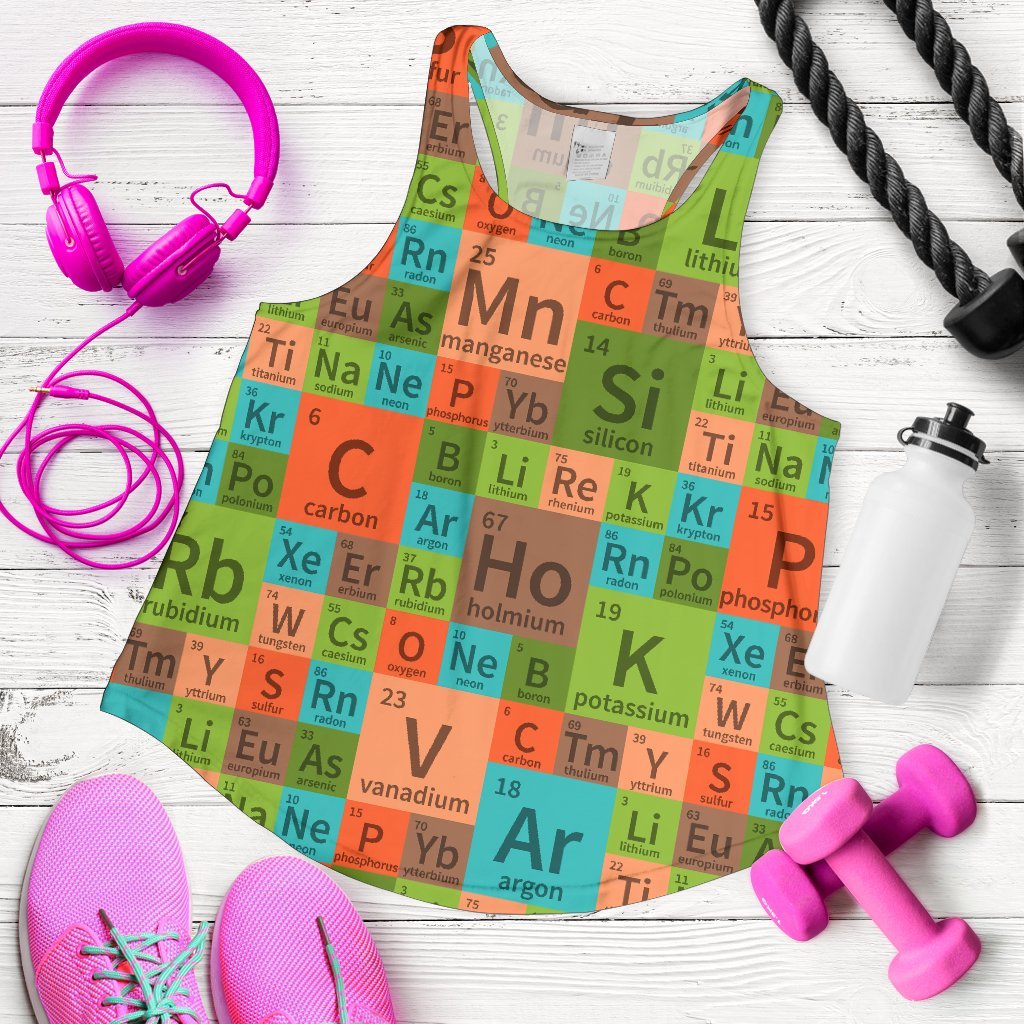 Science Periodic Table Pattern Print Women's Racerback Tank Tops-grizzshop