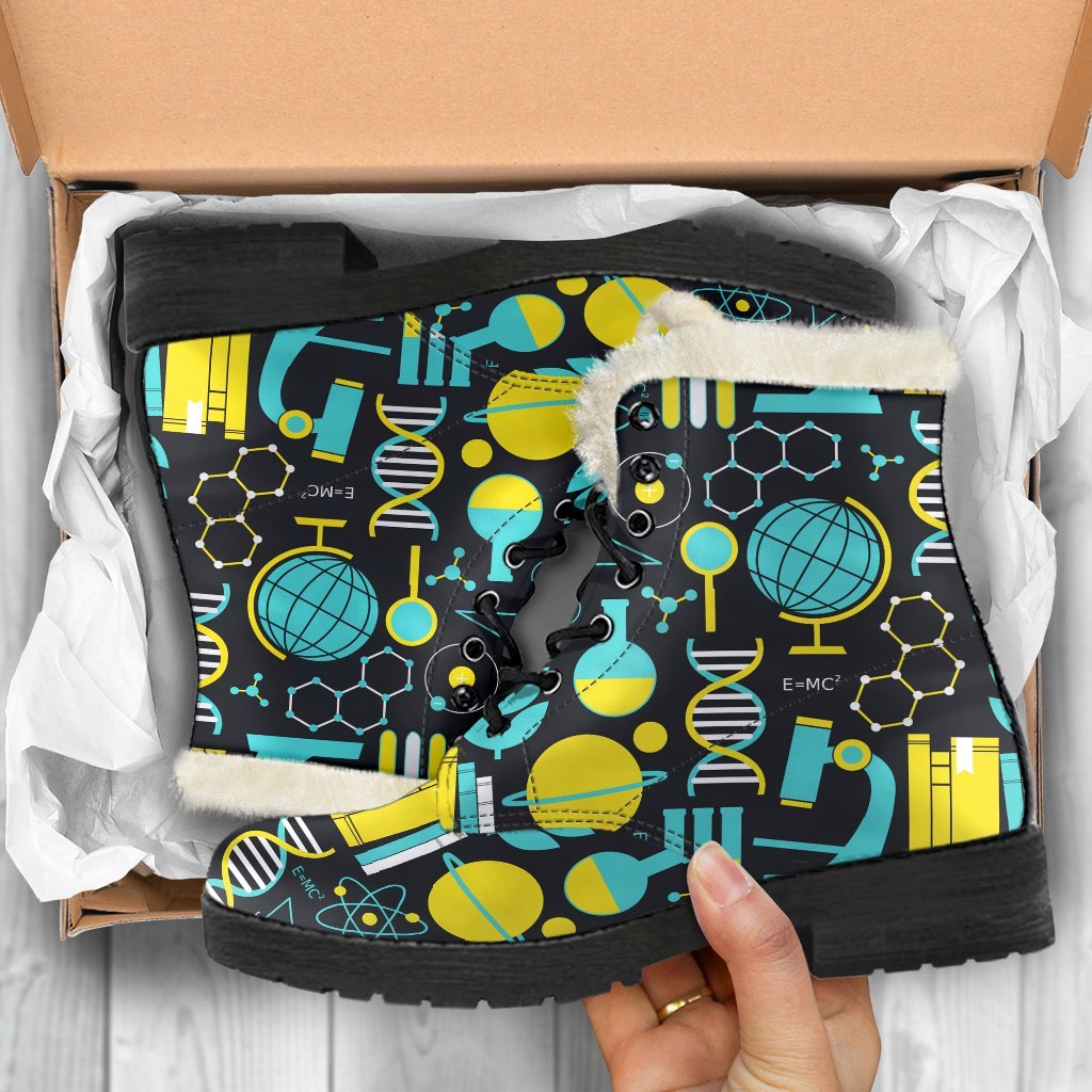Science Chemistry Pattern Print Comfy Winter Boots-grizzshop