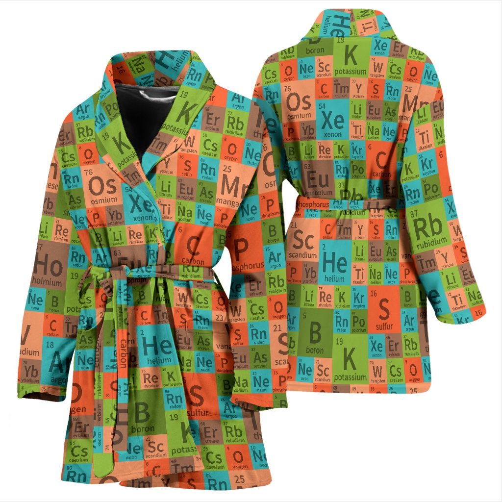 Science Periodic Table Pattern Print Women Long Robe-grizzshop