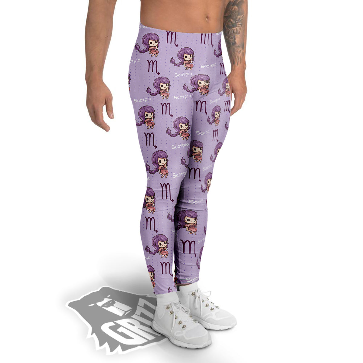 Scorpio Cute Cartoon Print Pattern Men's Leggings-grizzshop