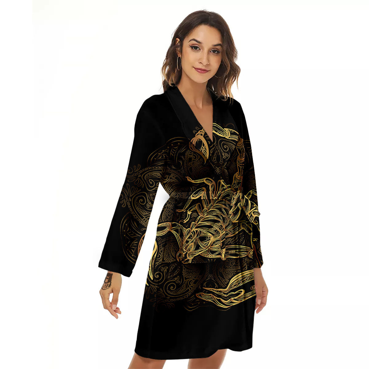 Scorpio Gold Print Women's Robe-grizzshop