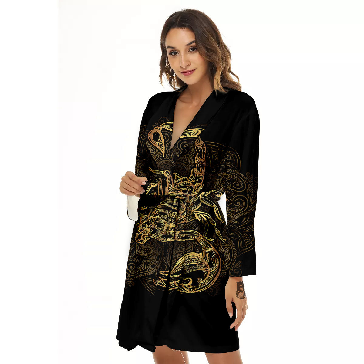 Scorpio Gold Print Women's Robe-grizzshop