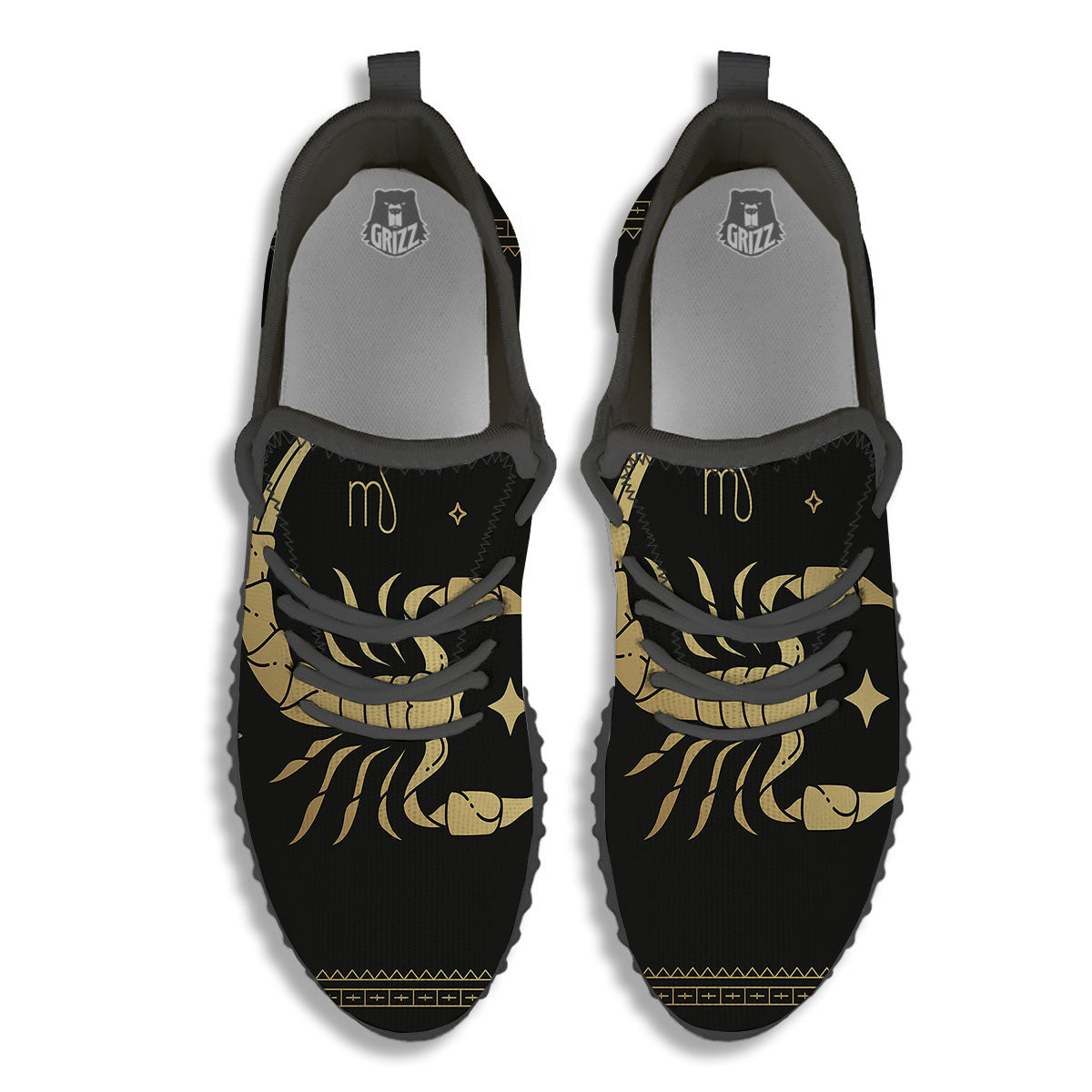 Scorpio Sign Astrological Print Black Walking Shoes-grizzshop