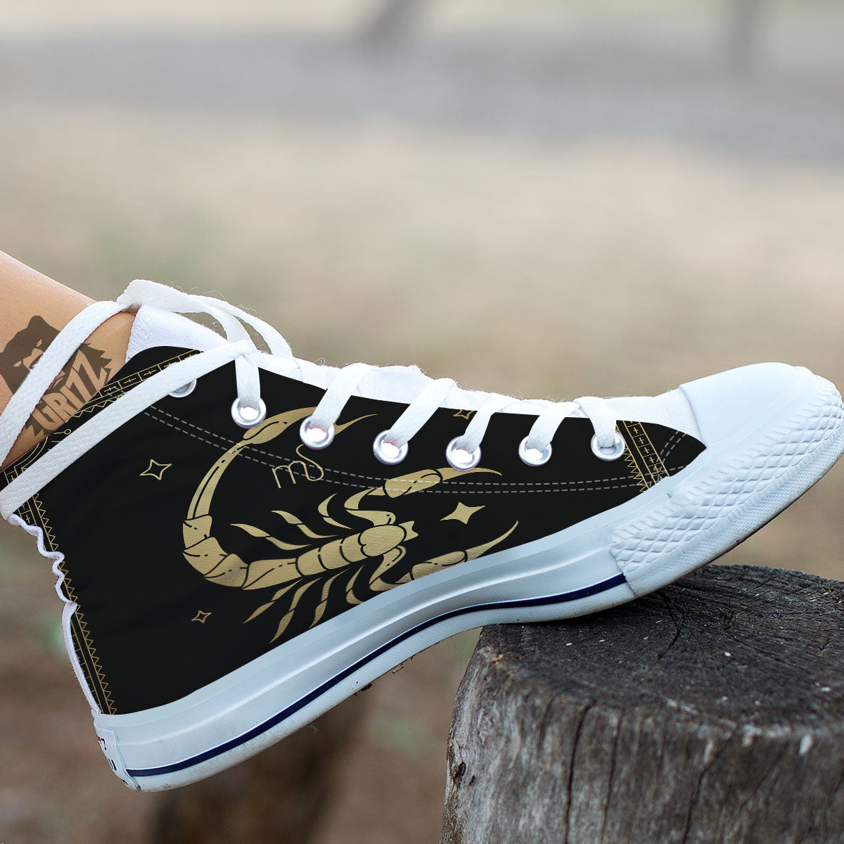 Scorpio Sign Astrological Print White High Top Shoes-grizzshop