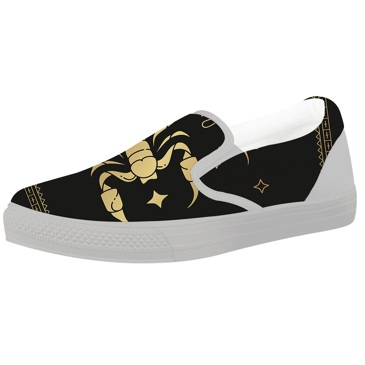 Scorpio Sign Astrological Print White Slip On Shoes-grizzshop