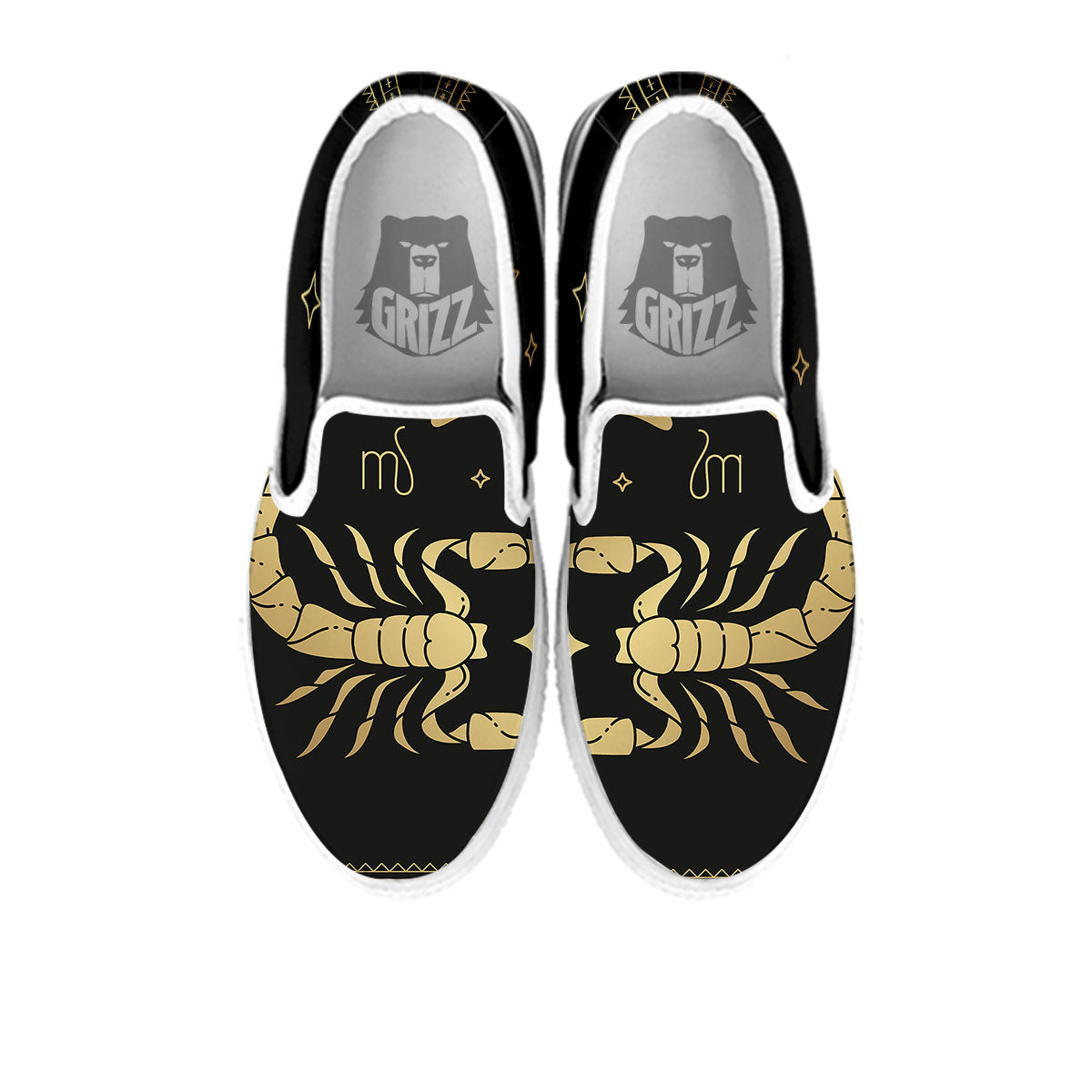 Scorpio Sign Astrological Print White Slip On Shoes-grizzshop