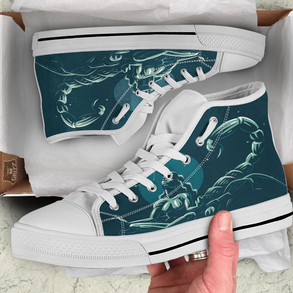 Scorpio Sign Astrology Print White High Top Shoes-grizzshop