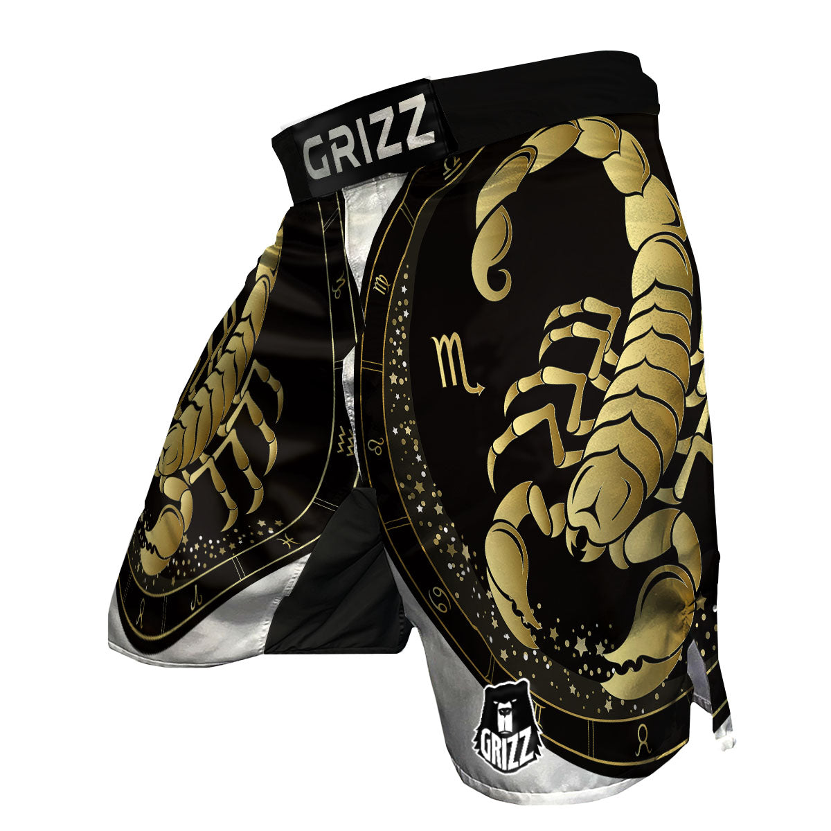 Scorpio Sign Black And Gold Print MMA Shorts-grizzshop