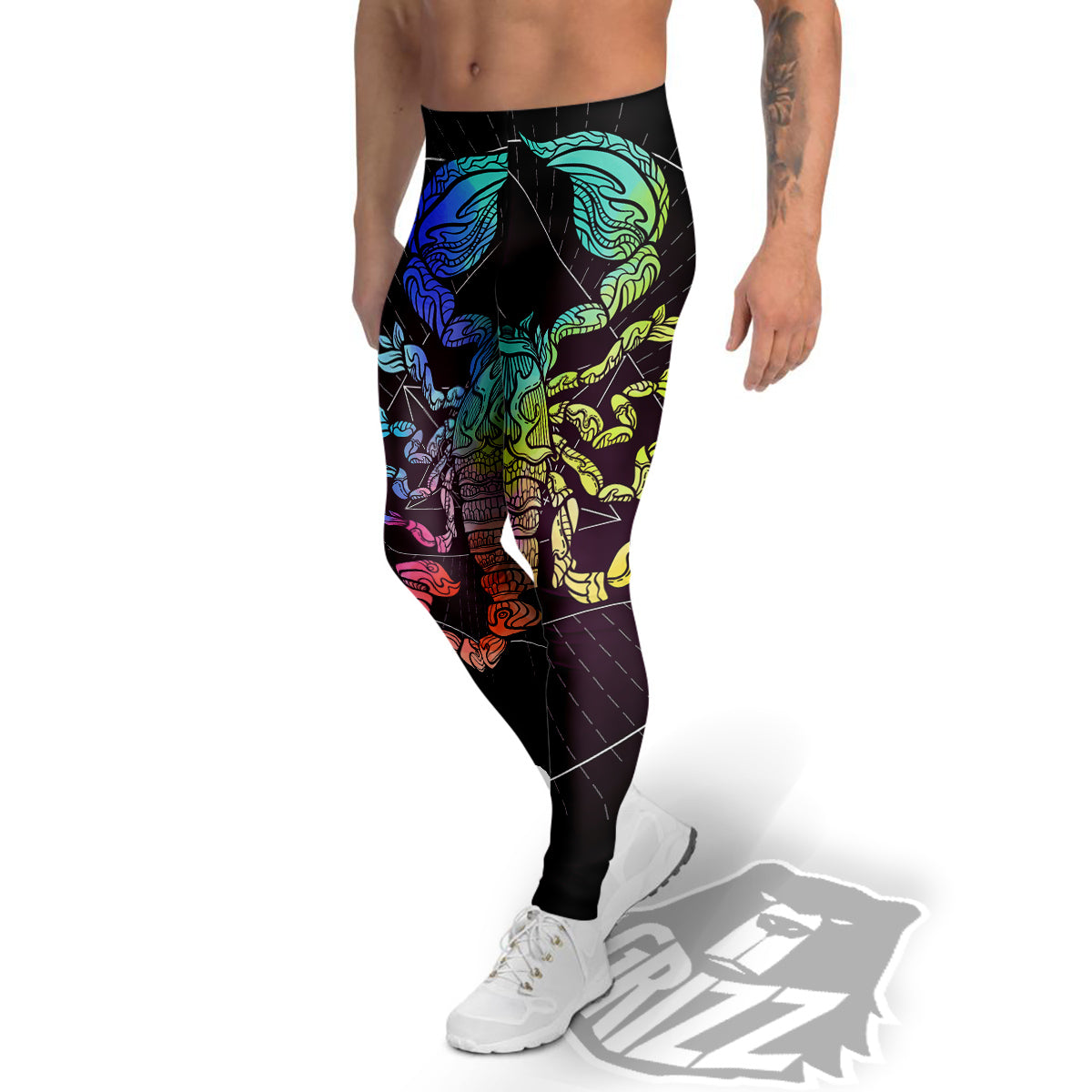 Scorpio Sign Colorful Print Men's Leggings-grizzshop