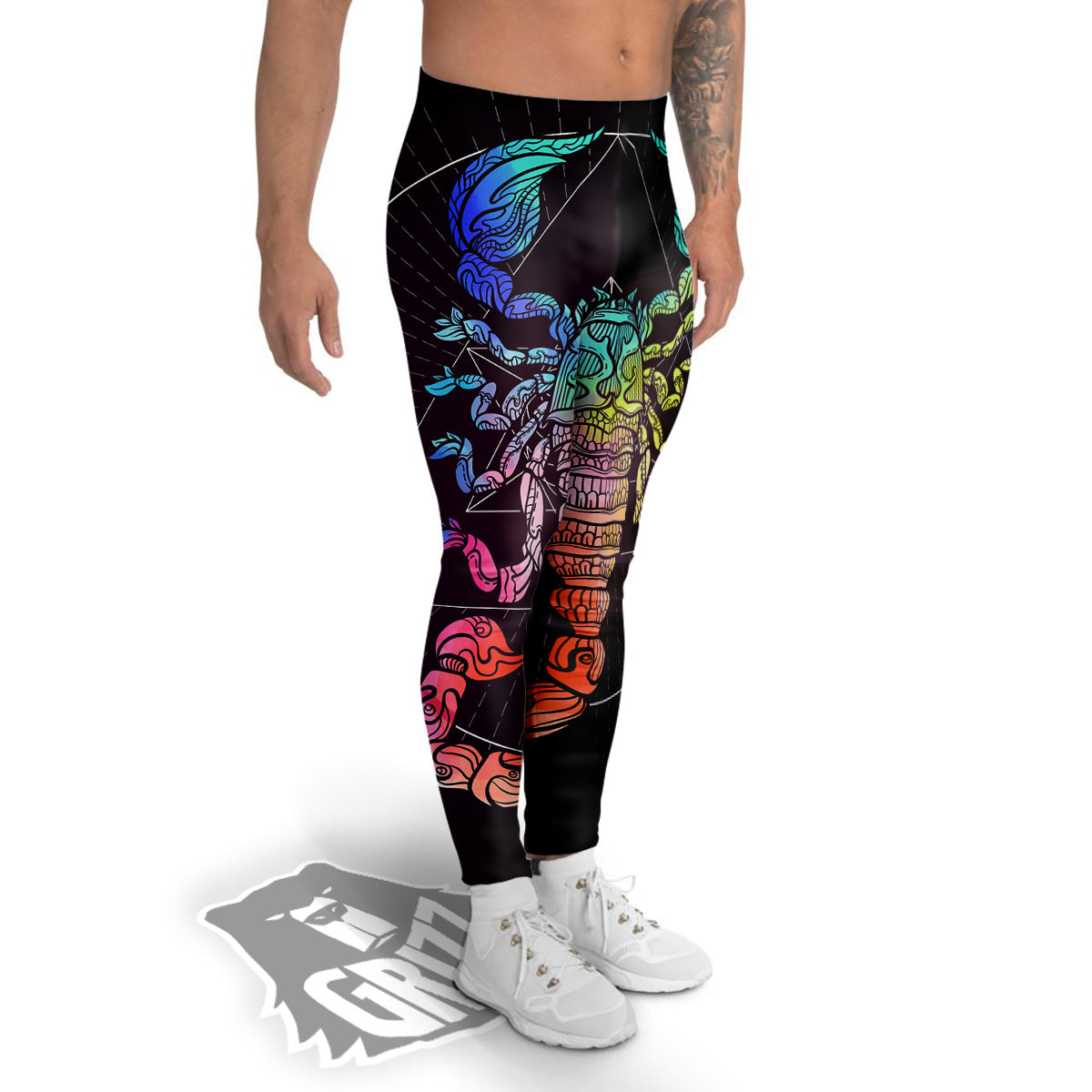 Scorpio Sign Colorful Print Men's Leggings-grizzshop