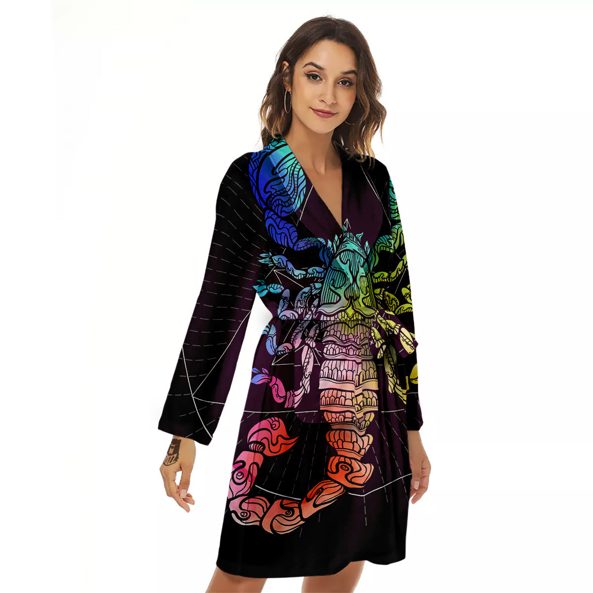 Scorpio Sign Colorful Print Women's Robe-grizzshop