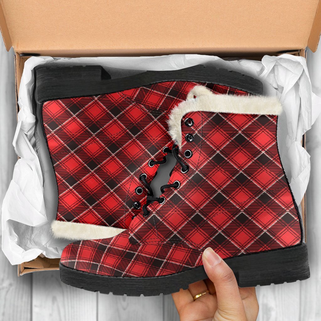 Scottish Royal Stewart Tartan Red Plaid Comfy Winter Boots-grizzshop