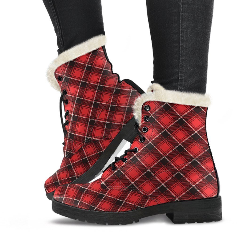 Scottish Royal Stewart Tartan Red Plaid Comfy Winter Boots-grizzshop