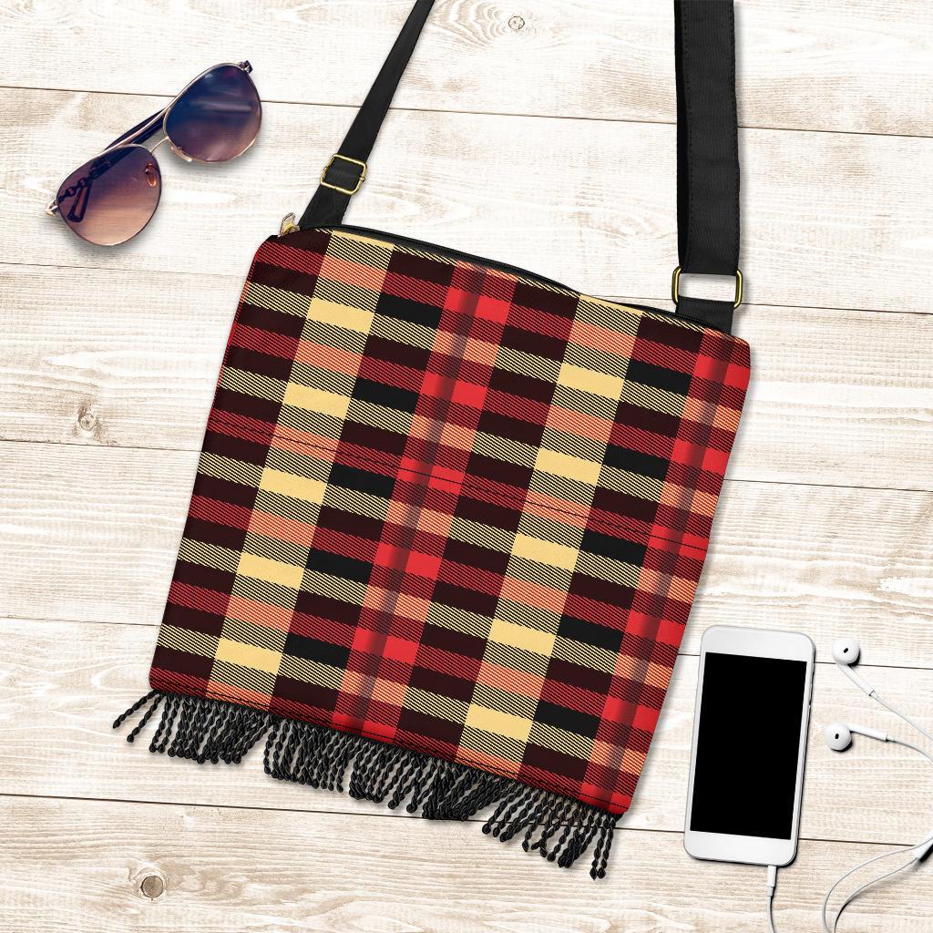 Scottish Tartan Red Yellow Plaid Crossbody Bags-grizzshop