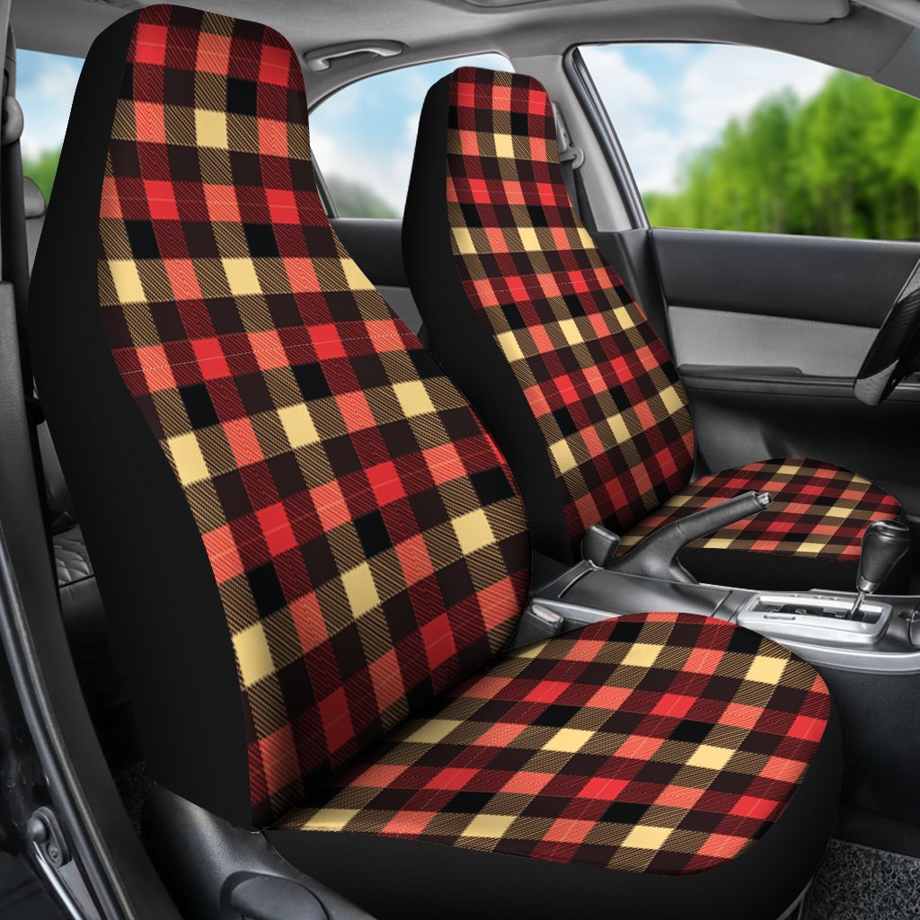 Scottish Tartan Red Yellow Plaid Universal Fit Car Seat Cover-grizzshop