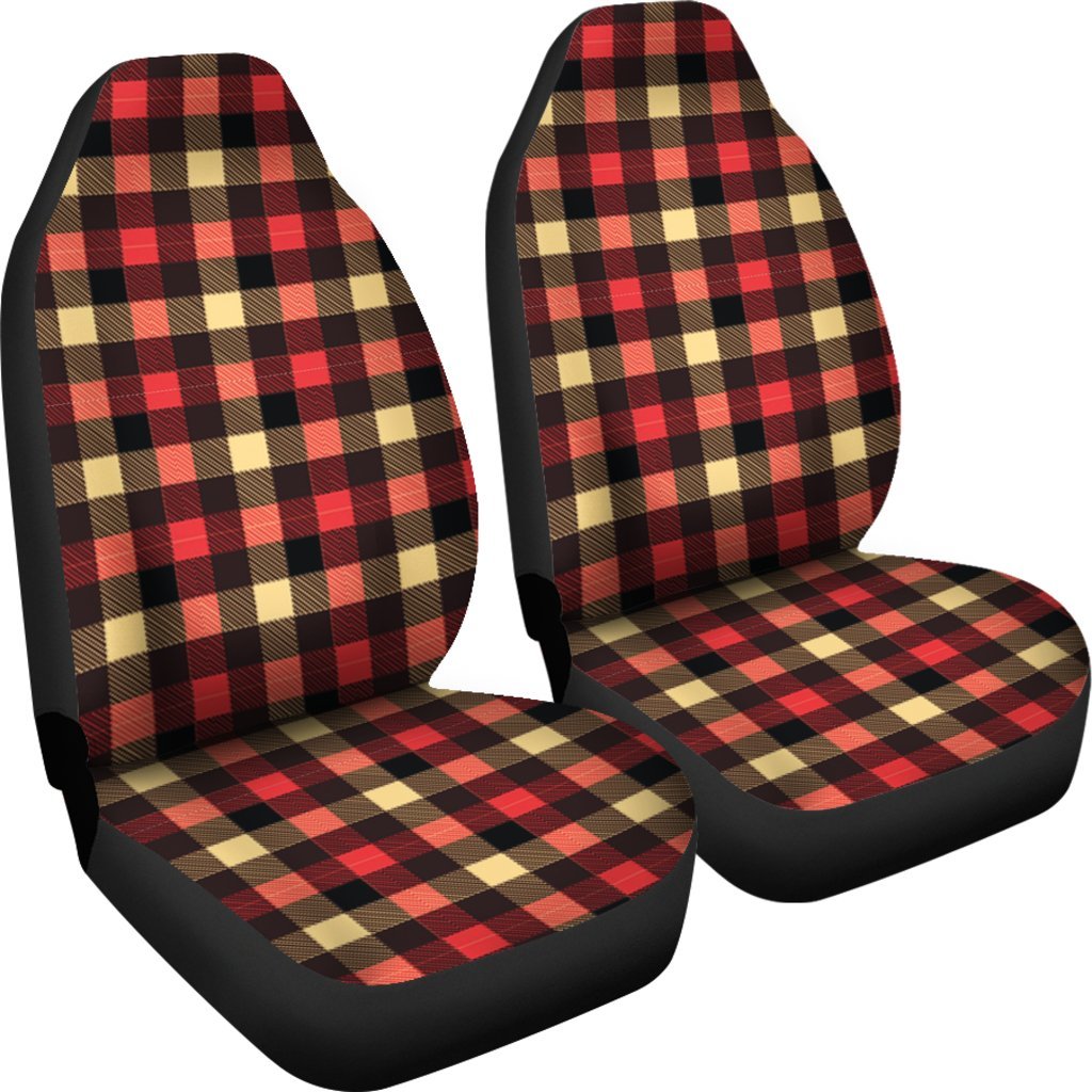 Scottish Tartan Red Yellow Plaid Universal Fit Car Seat Cover-grizzshop