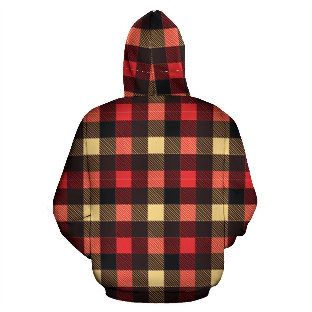 Scottish Tartan Red Yellow Plaid Women Men Pullover Hoodie-grizzshop