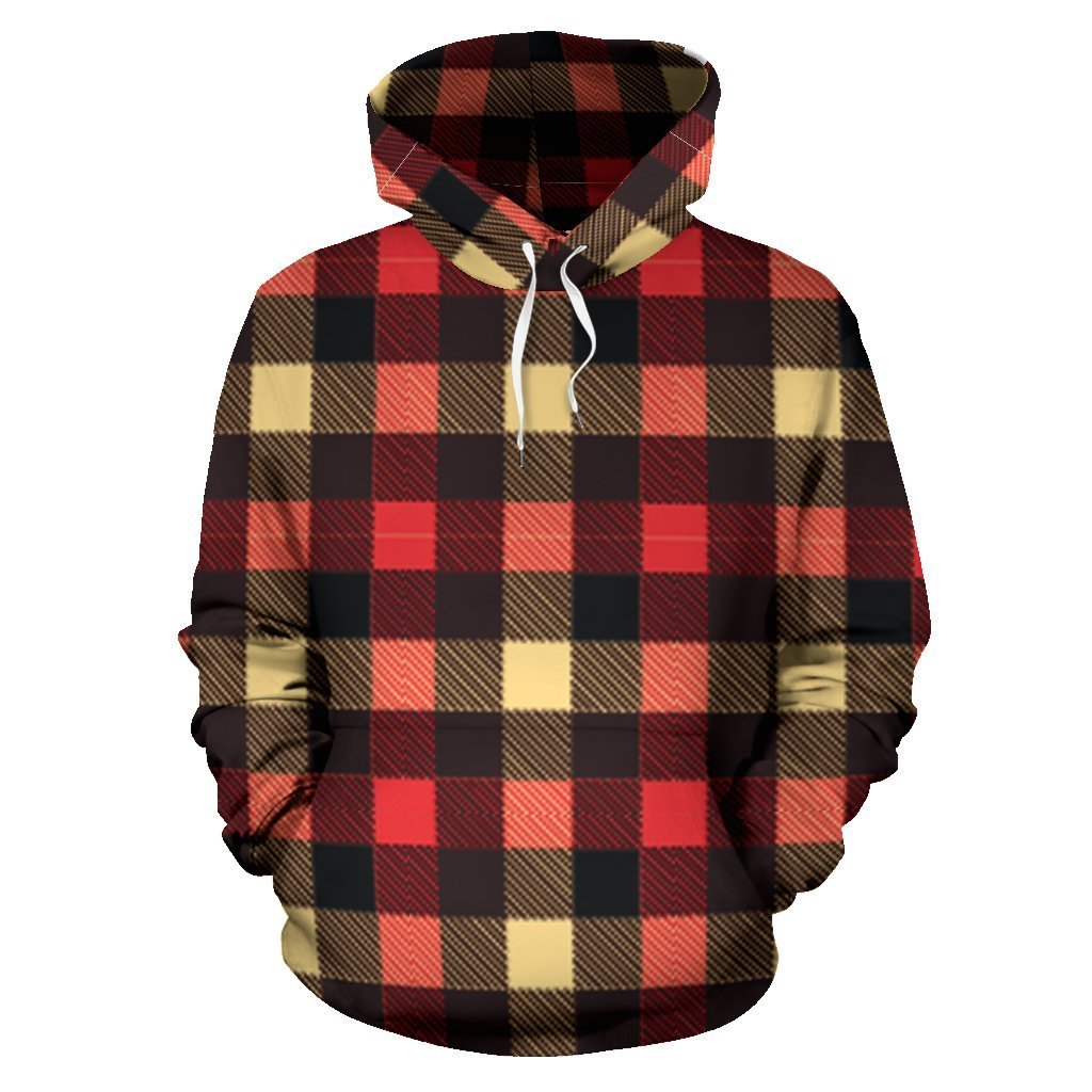 Scottish Tartan Red Yellow Plaid Women Men Pullover Hoodie-grizzshop