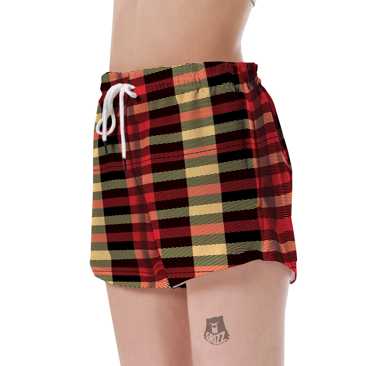 Scottish Tartan Red Yellow Plaid Women's Shorts-grizzshop