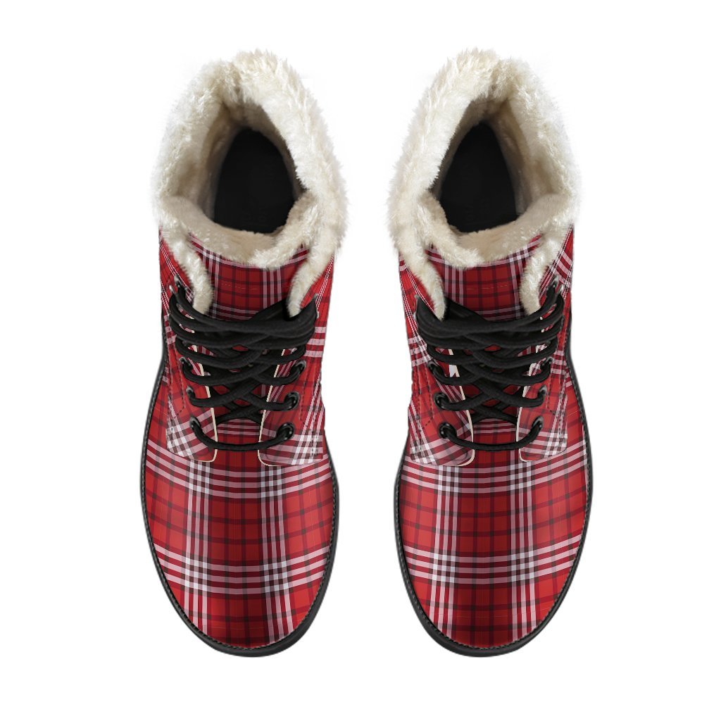 Scottish Tartan Royal Stewart Red Plaids Comfy Winter Boots-grizzshop