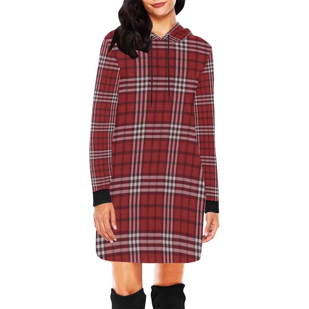 Scottish Tartan Royal Stewart Red Plaids Print Women Hoodie Dress-grizzshop